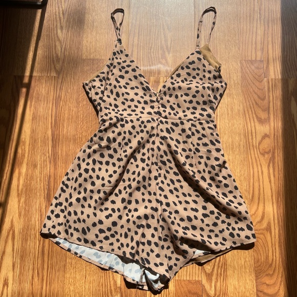 Cheetah Print Wrap-Front Romper - Picture 8 of 15